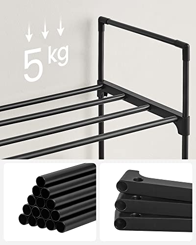 Sapateira de 3 camadas, sapateira de metal, organizador de sapatos para 12 a 15 pares de sapatos, preto, SONGMICS, 2