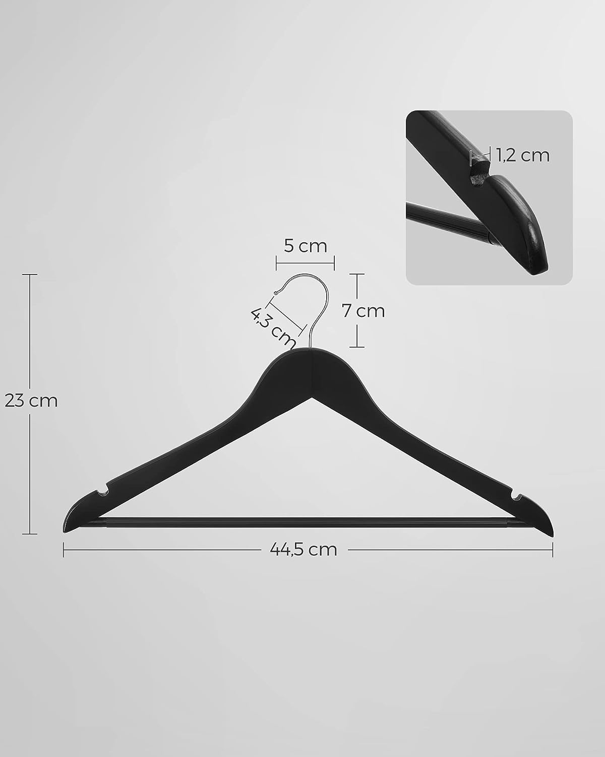 Pacote de 10 cabides de madeira com entalhes antiderrapantes Barra antiderrapante para calças, SONGMICS, 4