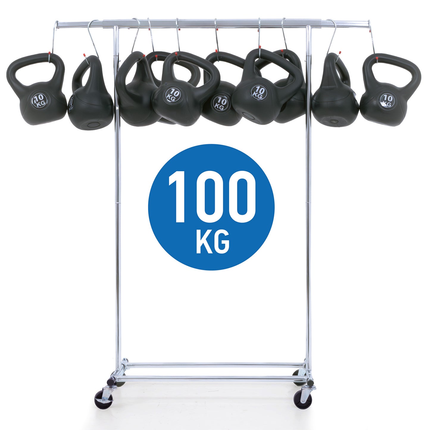 Cabideiro estável, sobre rodas, cabideiro resistente, até 100 kg, Tatkraft Danko, 8
