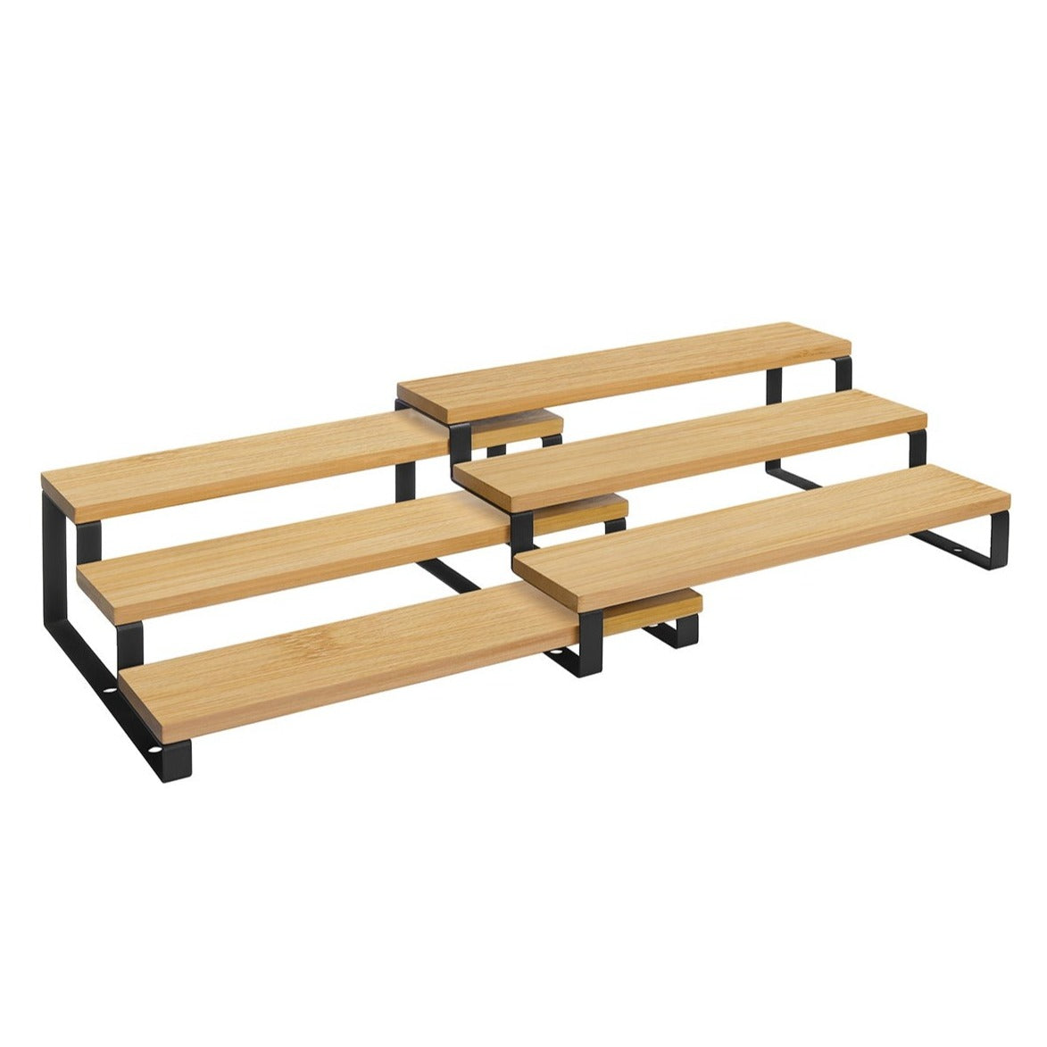 SONGMICS - Prateleiras para temperos, prateleiras de cozinha, conjunto de 2, cada uma com 3 prateleiras, bambu, bancada