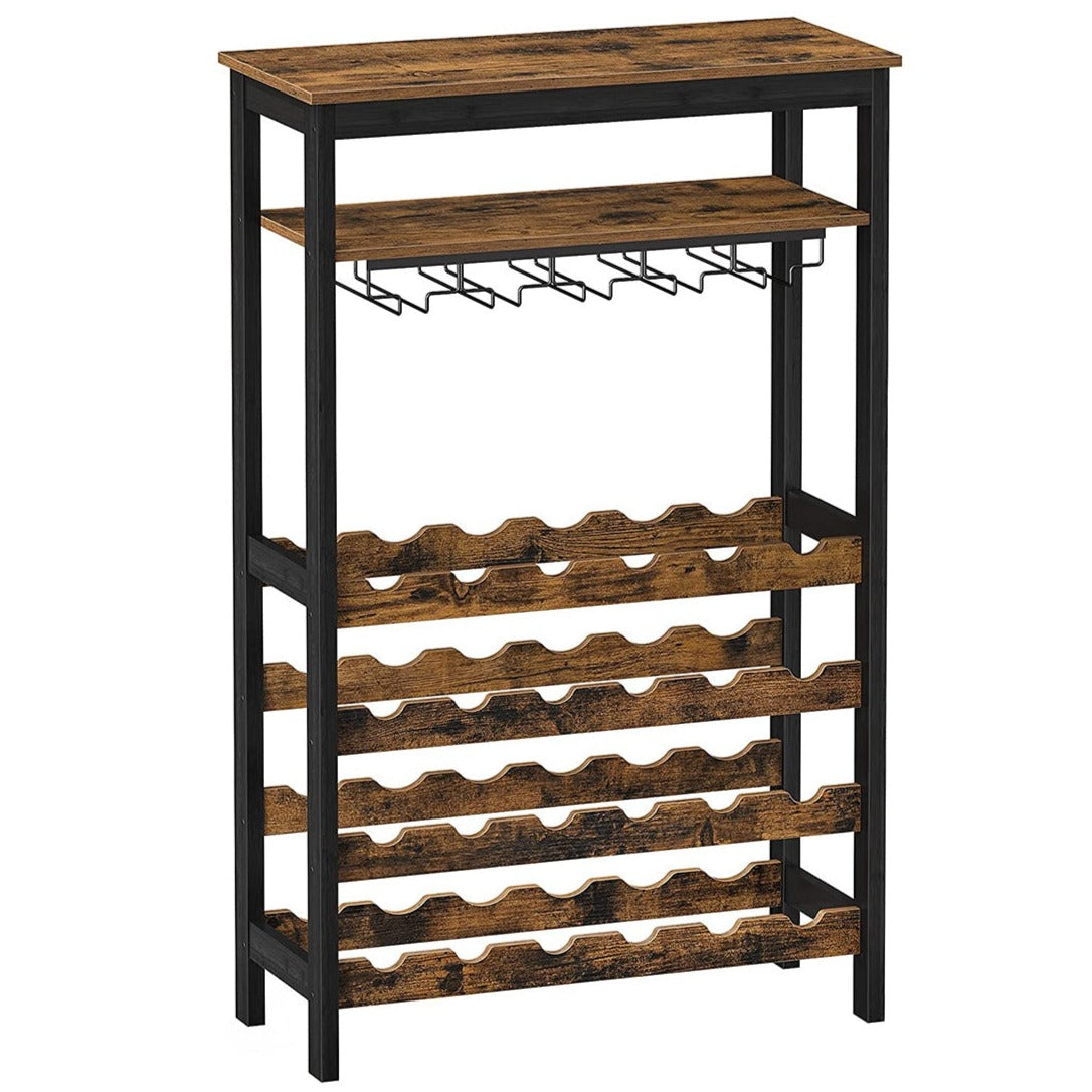 Rack de vinho, comporta 24 garrafas de vinho, rack de cozinha em pé, rack de garrafas com suportes de vidro