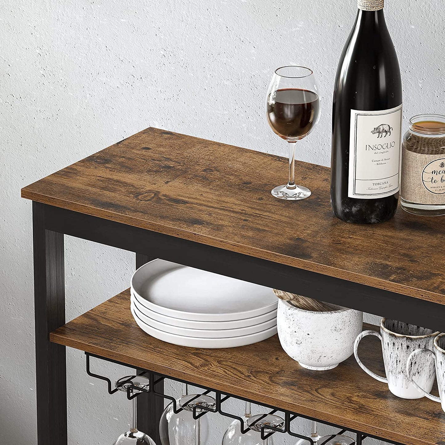 Rack de vinho, comporta 24 garrafas de vinho, rack de cozinha em pé, rack de garrafas com suportes de vidro