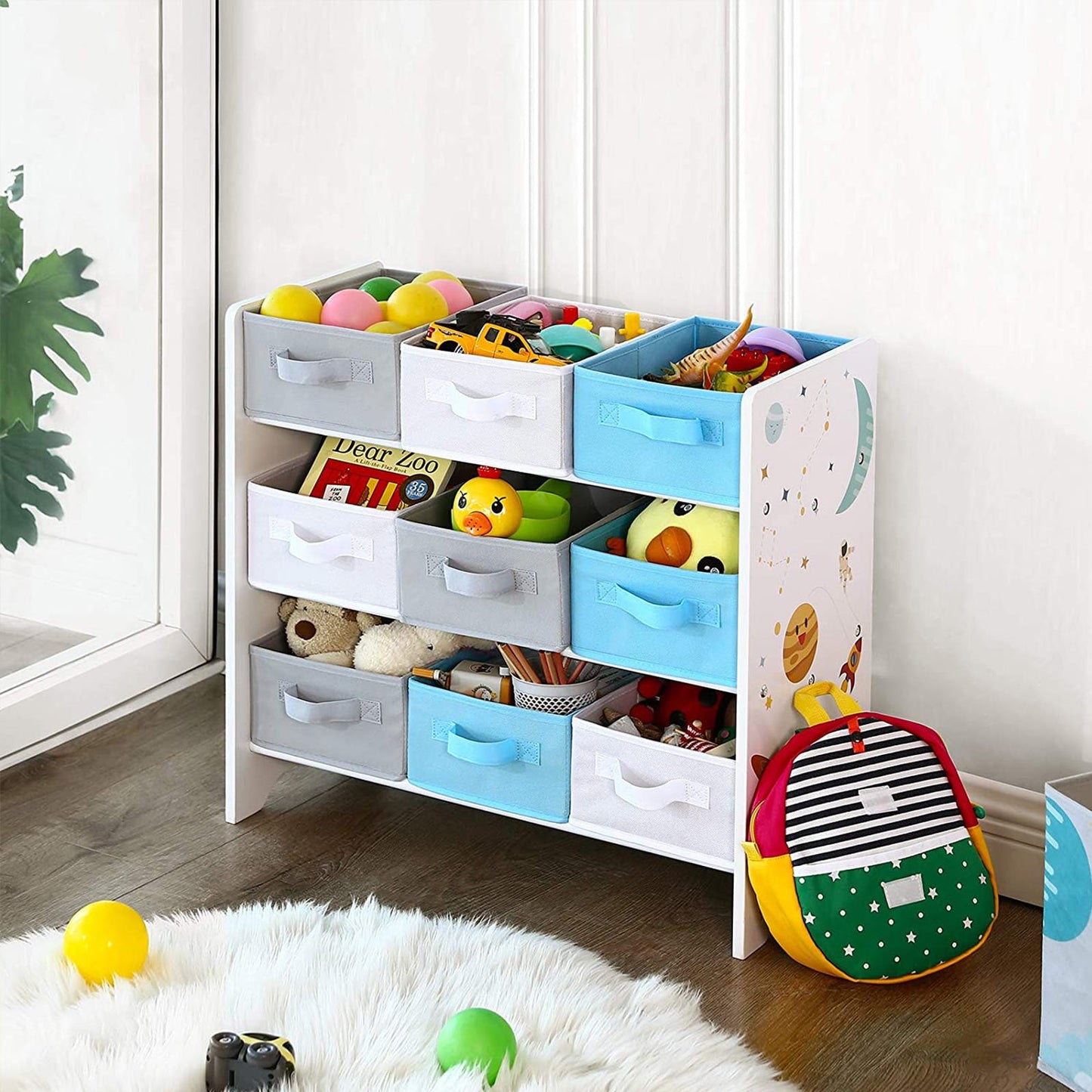 Prateleira de berçário, organizador de brinquedos, estante para crianças com 9 caixas de armazenamento de lã, Songmics, 2
