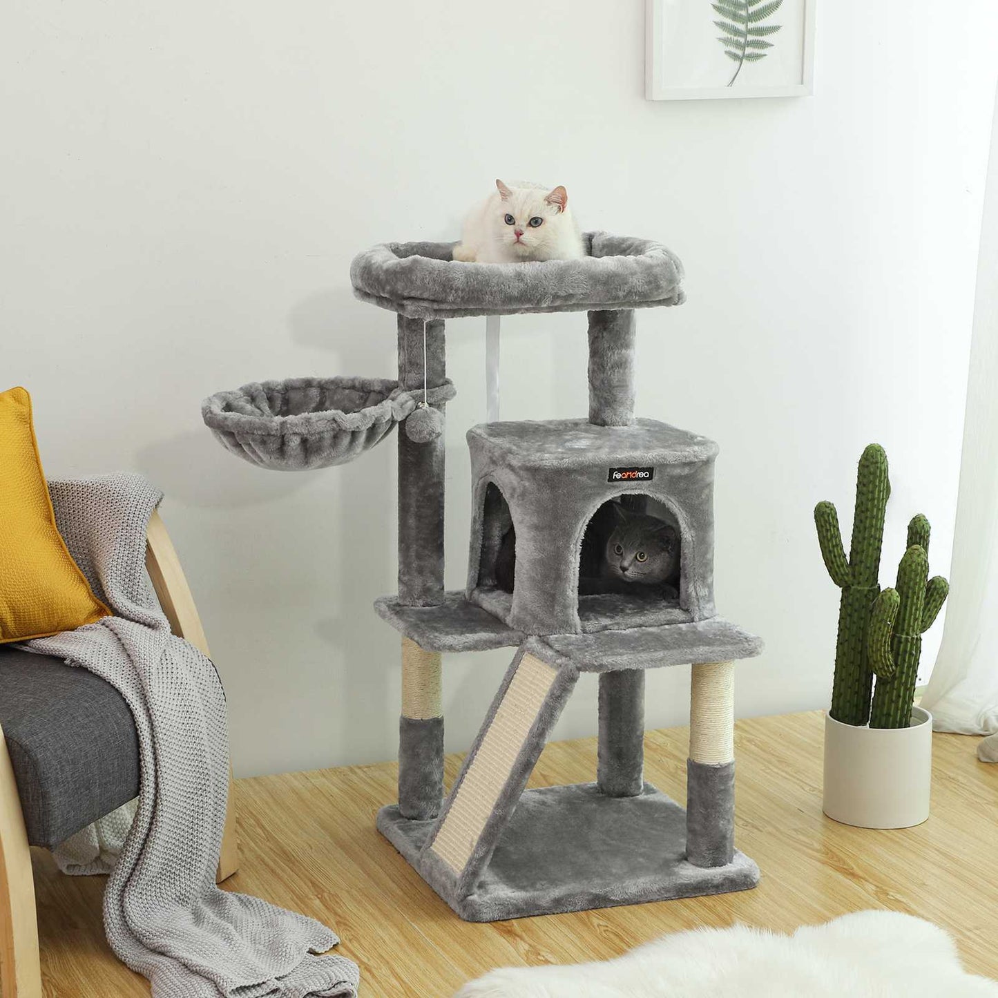 Poste para arranhar, árvore para gatos, torre de escalada para gatos, caverna fofinha, tábua para arranhar, FEANDREA, 2