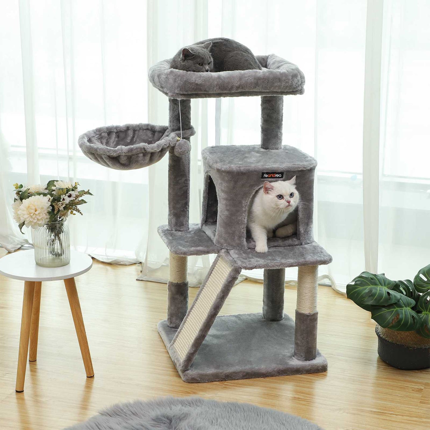 Poste para arranhar, árvore para gatos, torre de escalada para gatos, caverna fofinha, tábua para arranhar, FEANDREA