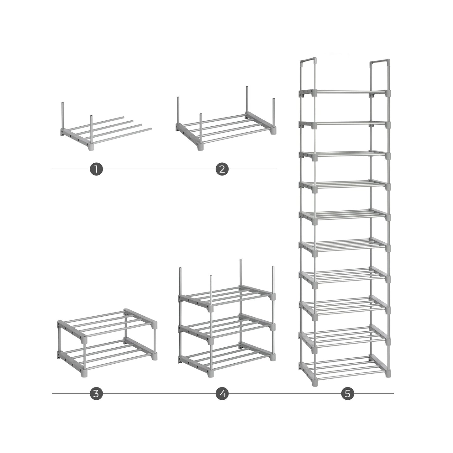 Sapateira, com 10 prateleiras, sapateira estreita, sapateira de ferro, economiza espaço, para 20 pares de sapatos, Songmics, 6
