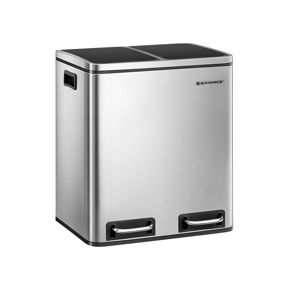Caixote do lixo, caixote do lixo de cozinha, 2x15 L, 30 L, com 2 caixotes interiores, SONGMICS, 1