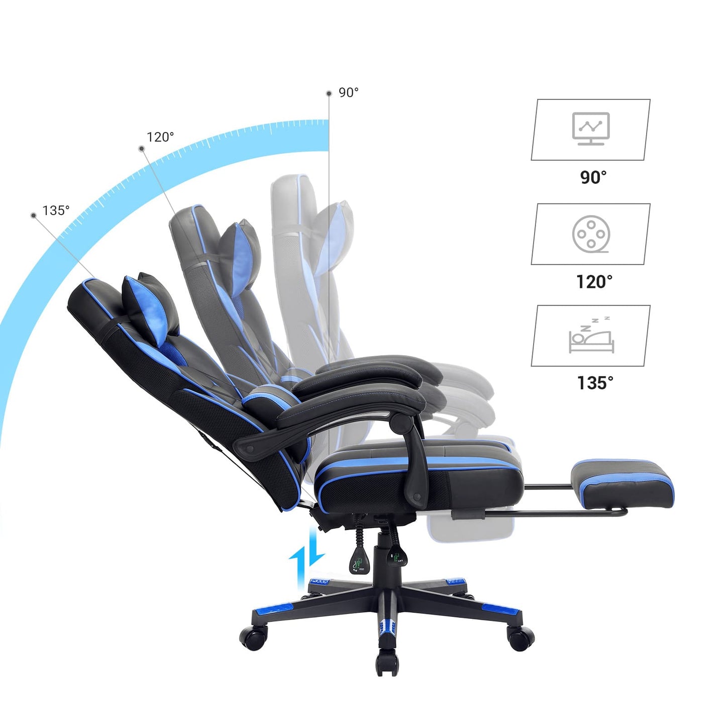 Cadeira para jogos, cadeira para home office, cadeiras para jogos, Preto Azul - SONGMICS 2