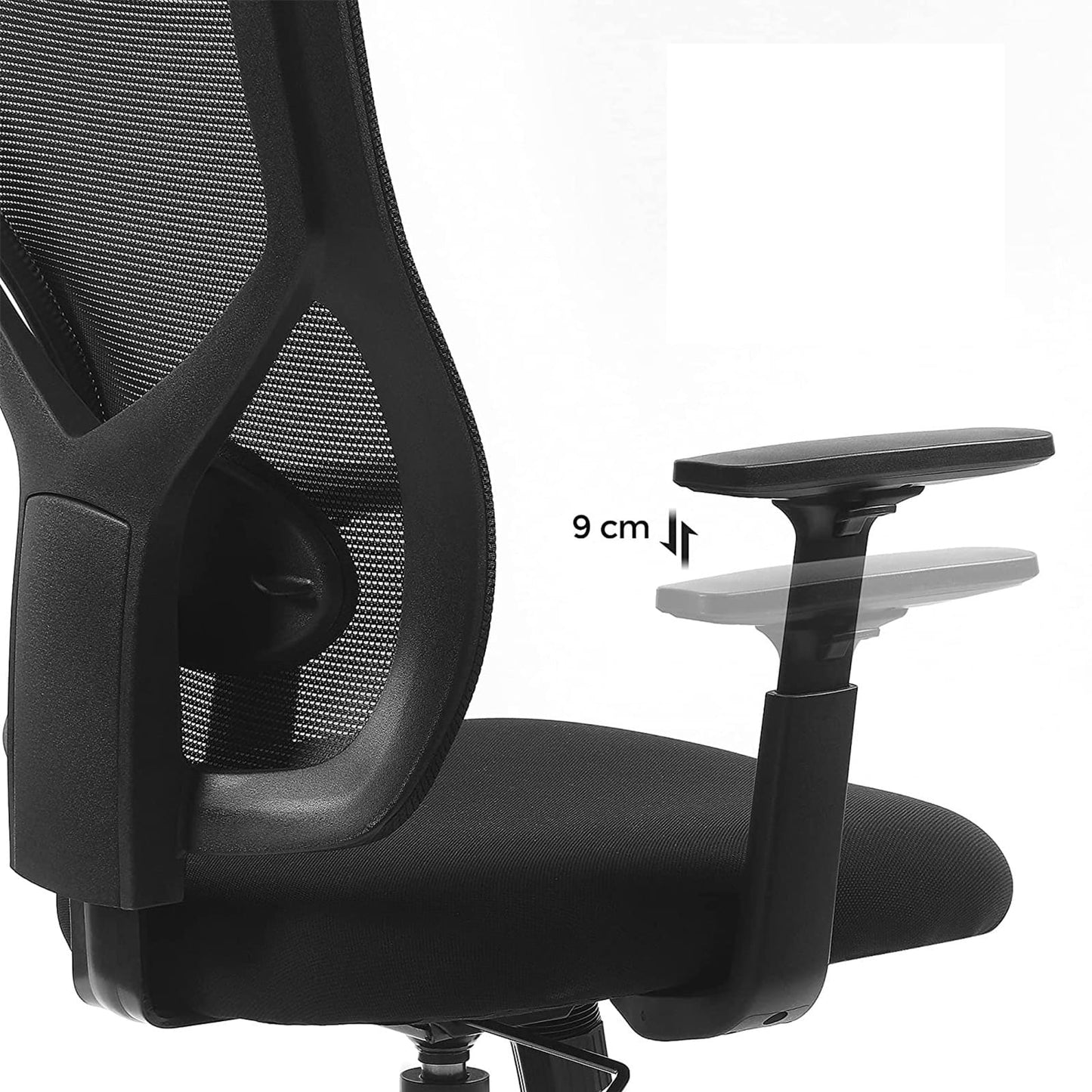 Cadeira de escritório, capacidade de carga 120 kg, cadeira de escritório em malha, encosto e braços ajustáveis, SONGMICS, 4