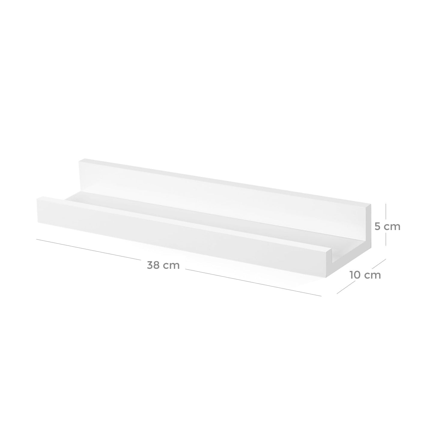 Conjunto de prateleiras de parede com 3 prateleiras flutuantes para molduras e livros, branca, SONGMICS