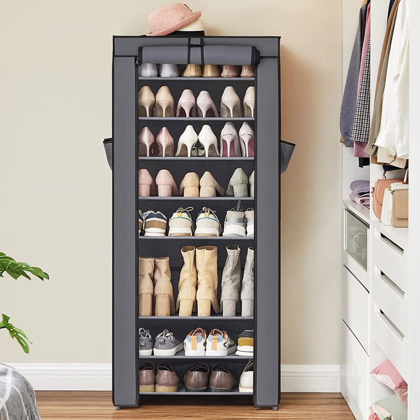 Sapateira, com 10 níveis, 58x28x160cm, sapateira, guarda-sapatos, Songmics