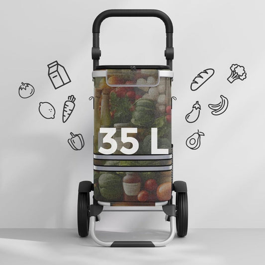 Carrinho de compras carrinho de compras com compartimento de refrigeração grande 35L cinza, SONGMICS, 1