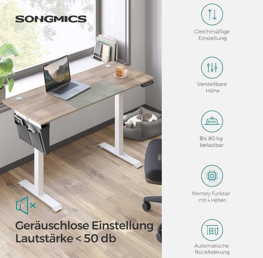 Mesa, mesa de computador, mesa elétrica regulável em altura, função de memória com 4 alturas