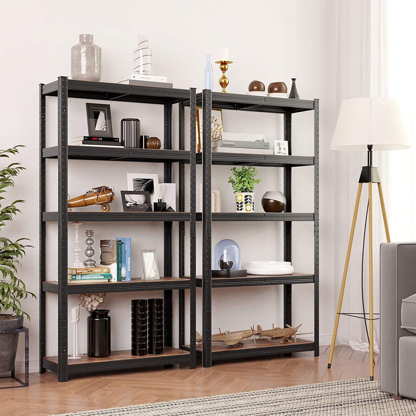 SONGMICS - Prateleira resistente, pode suportar até 650 kg, prateleiras ajustáveis, 5 prateleiras, estreita, vintage, 7