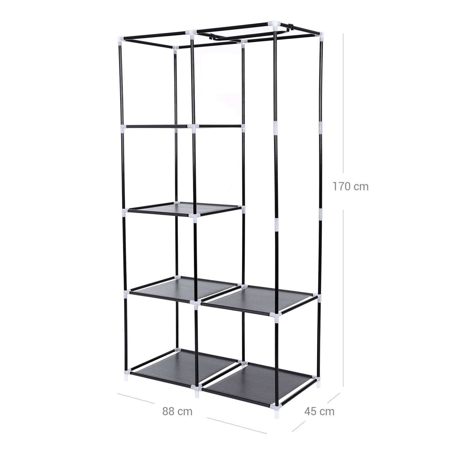 Armário de tecido 170 x 88 cm preto