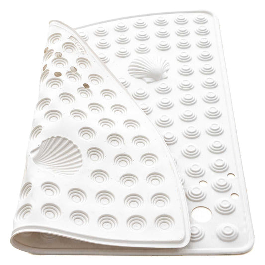 Tapete de chuveiro de canto, 58 x 58 cm, Tapete Banheiro Antiderrapante, Fabricado na Itália, Branco, Tatkraft Shell, 1