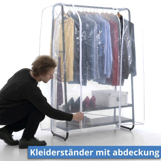 Armário de tecido, cabideiro resistente, até 170 kg, cabideiro, com 2 prateleiras, Tatkraft Anneli & Anwalt, 2