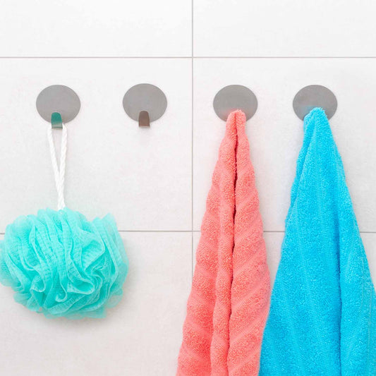 Conjunto com 4 ganchos autoadesivos, porta toalha, prata, Tatkraft Band, 2