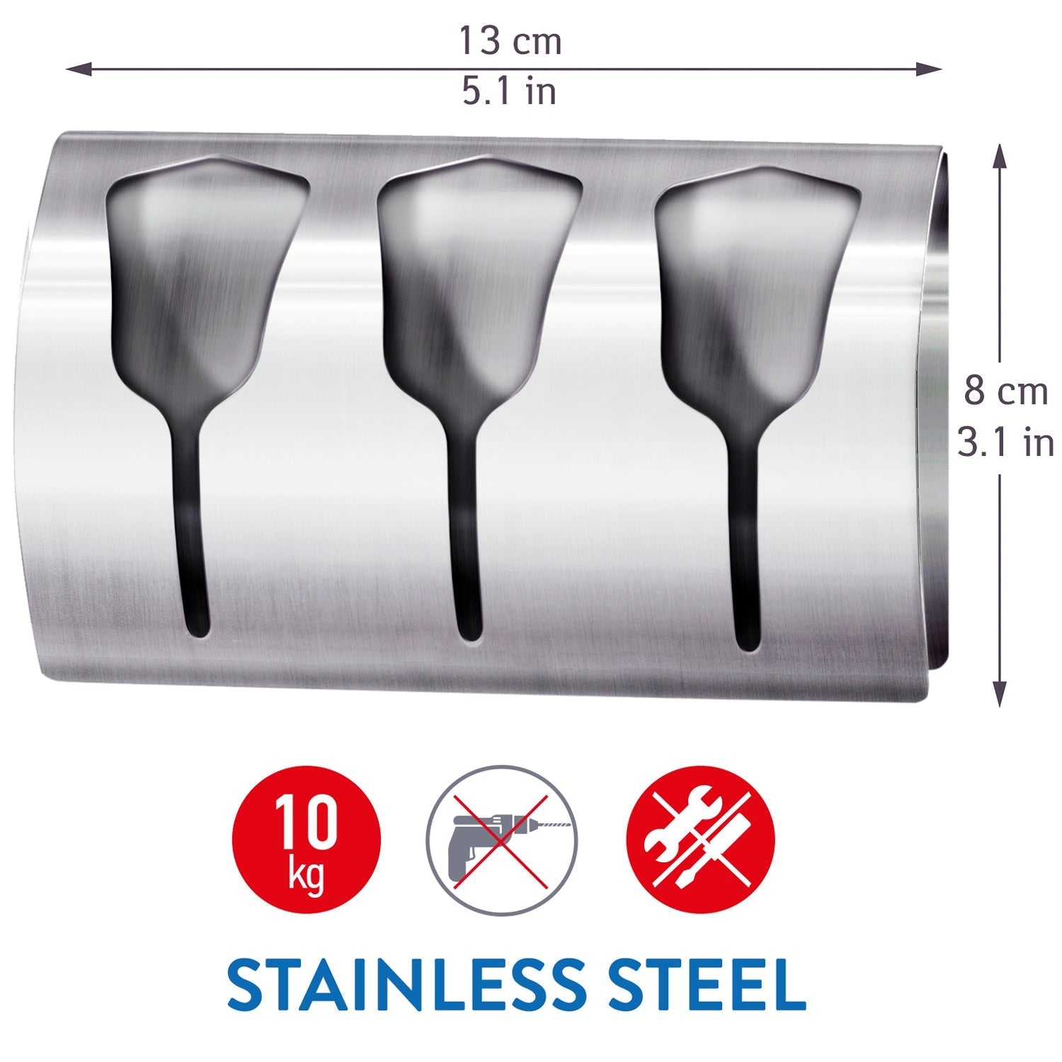 Porta-toalha sem furar com 3 clipes de toalha, autoadesivo, porta-toalha para cozinha e banheiro, Tatkraft Bell, 2