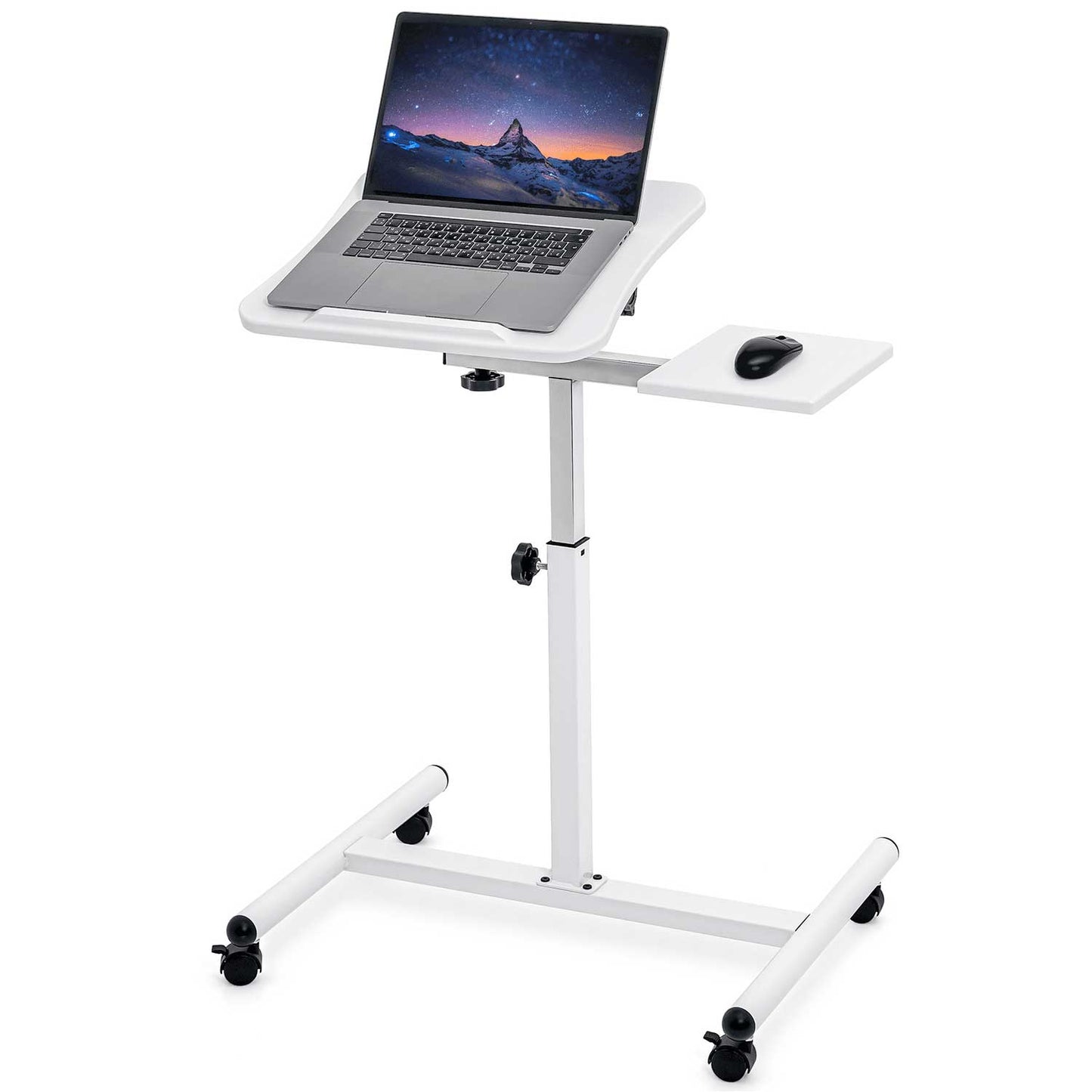 Mesa para laptop, mesa para laptop ajustável em altura, sofá para mesa para laptop, altura 72-110 cm, branco, Tatkraft Bianca, 4