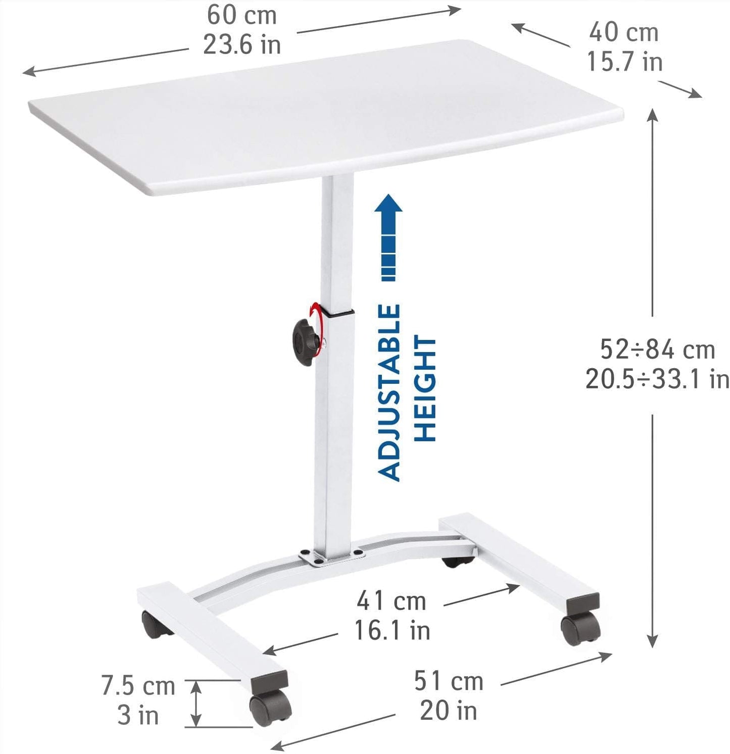 Mesa para laptop, mesa para laptop ajustável em altura, sofá para mesa para laptop, mesa para laptop, branco, Tatkraft Cheer, 10