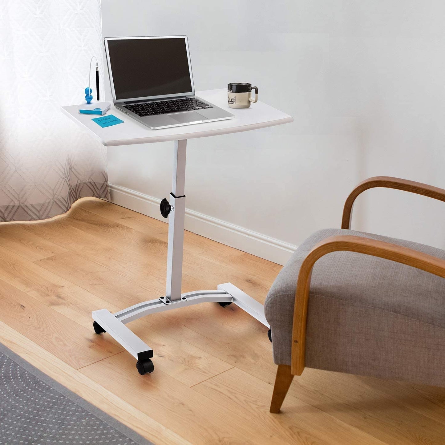 Mesa para laptop, mesa para laptop ajustável em altura, sofá para mesa para laptop, mesa para laptop, branco, Tatkraft Cheer, 6