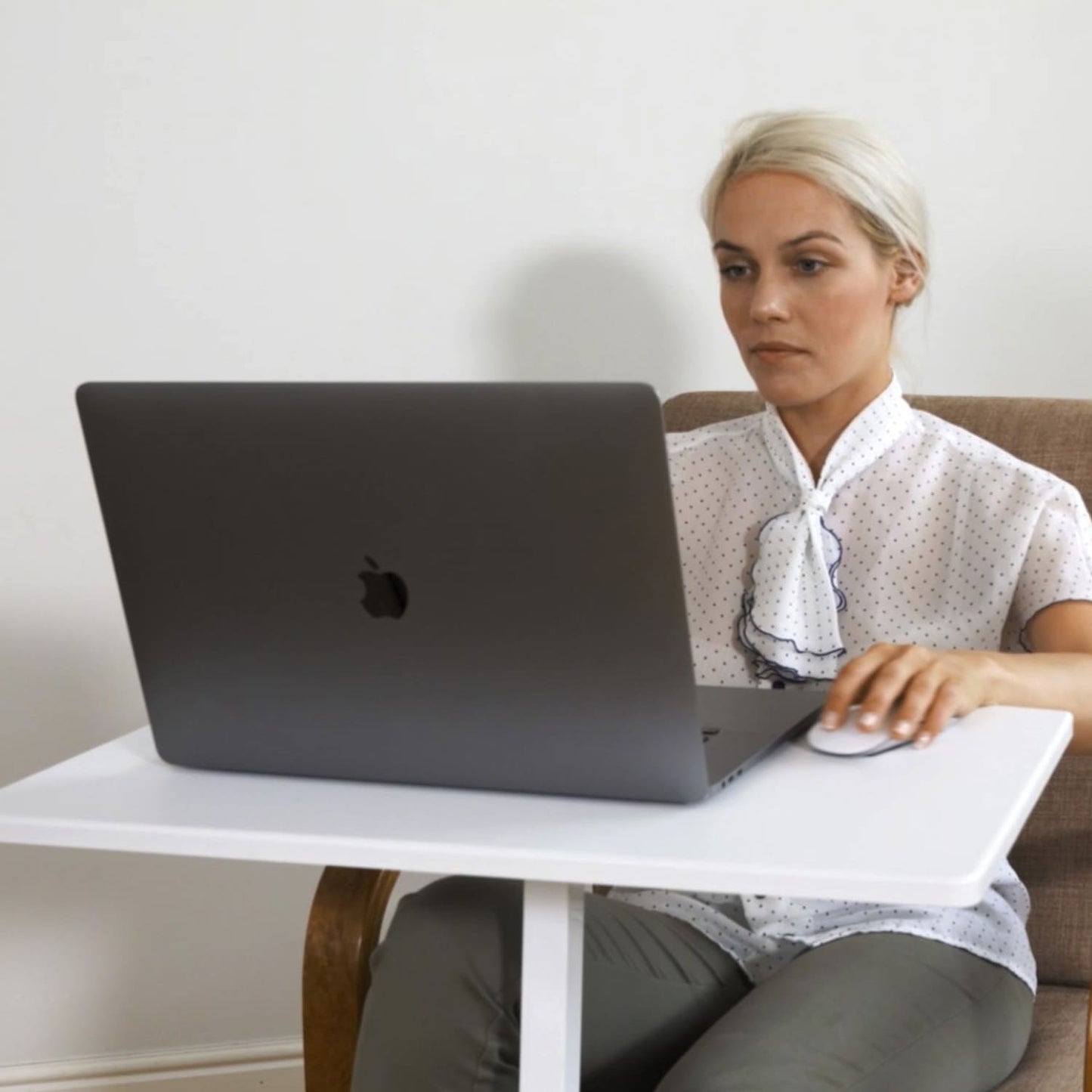 Mesa para laptop, mesa para laptop ajustável em altura, sofá para mesa para laptop, mesa para laptop, branco, Tatkraft Cheer, 7