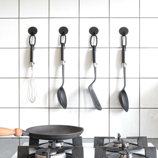 Pacote com 4 ganchos autoadesivos, toalheiros, preto, Tatkraft Crew, 2