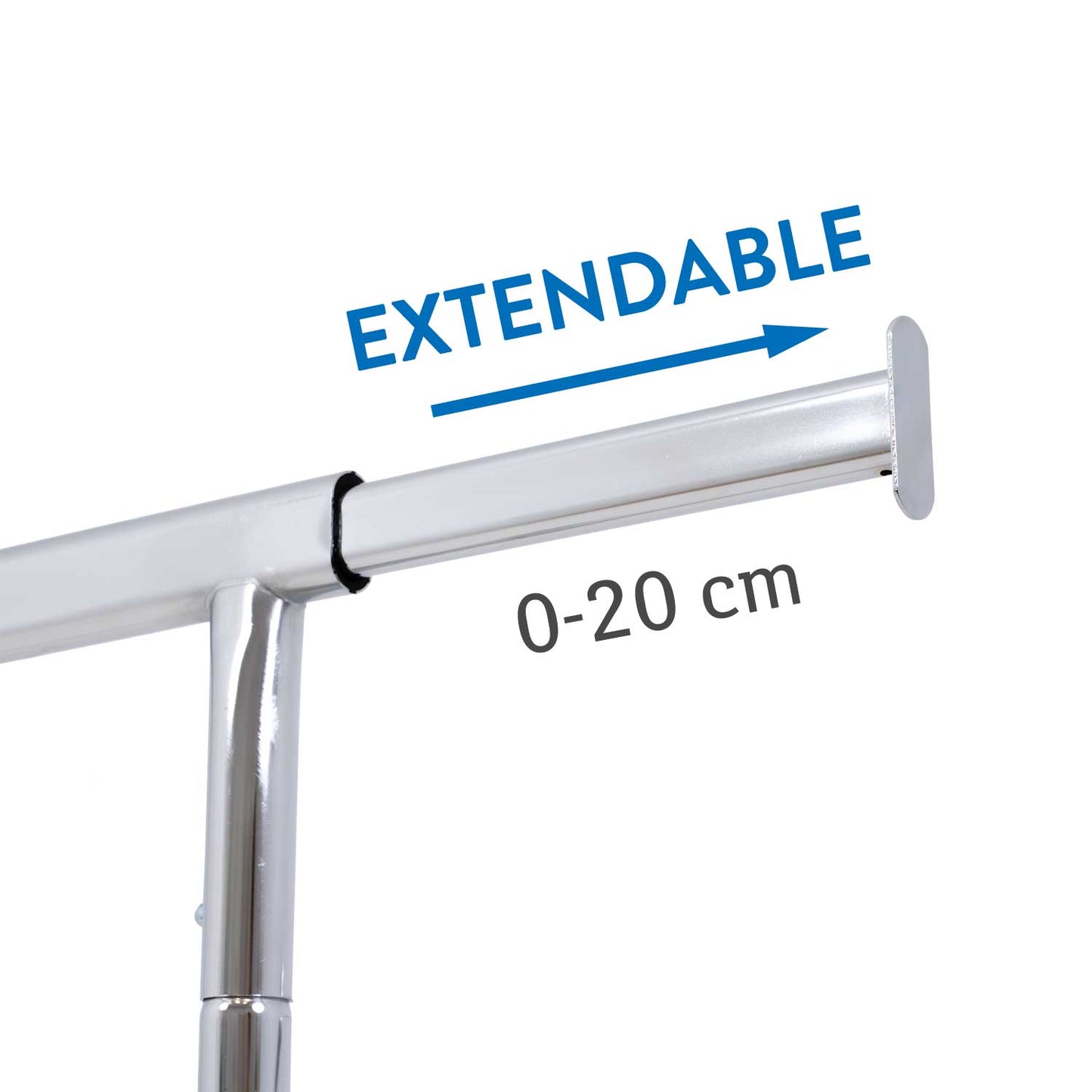 Cabide resistente, sobre rodas, pode suportar até 130 kg, cabide estável, ajustável, aço cromado, Tatkraft Didrik, 7