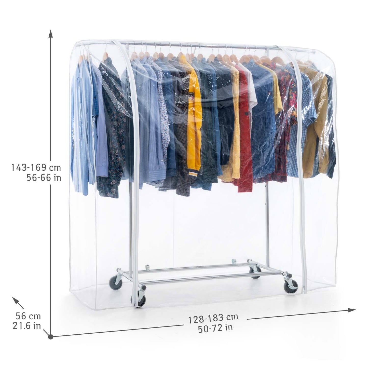 Guarda-roupa dobrável, cabideiro resistente, guarda-roupa de tecido, estável, com rodas, até 100 kg, Tatkraft Drogo & Big, 12