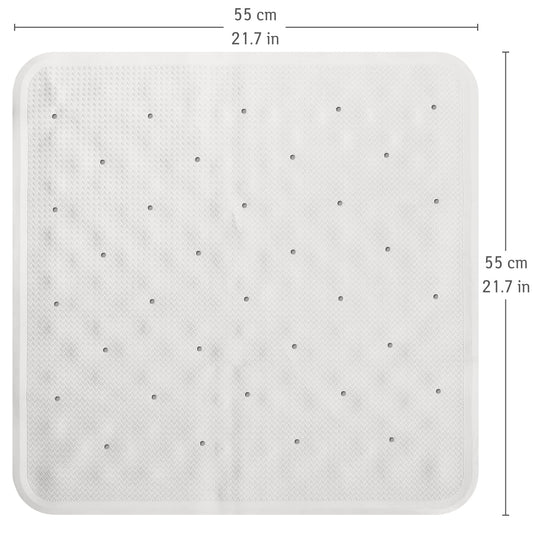 Tapete de banho antiderrapante de borracha, 55x55 cm, tapete de banho de borracha antifúngico, branco, Tatkraft Fine, 2