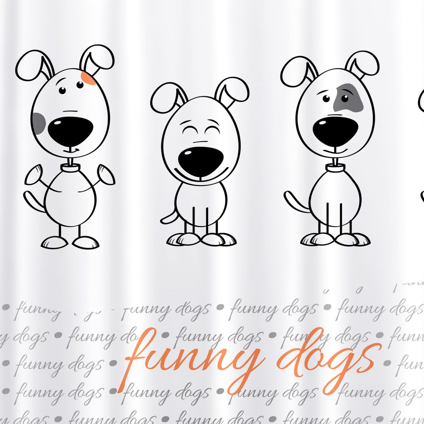 Cortina de chuveiro, com 12 argolas, cortina de banho, poliéster têxtil, 180x180 cm, Tatkraft Funny Dogs, 3