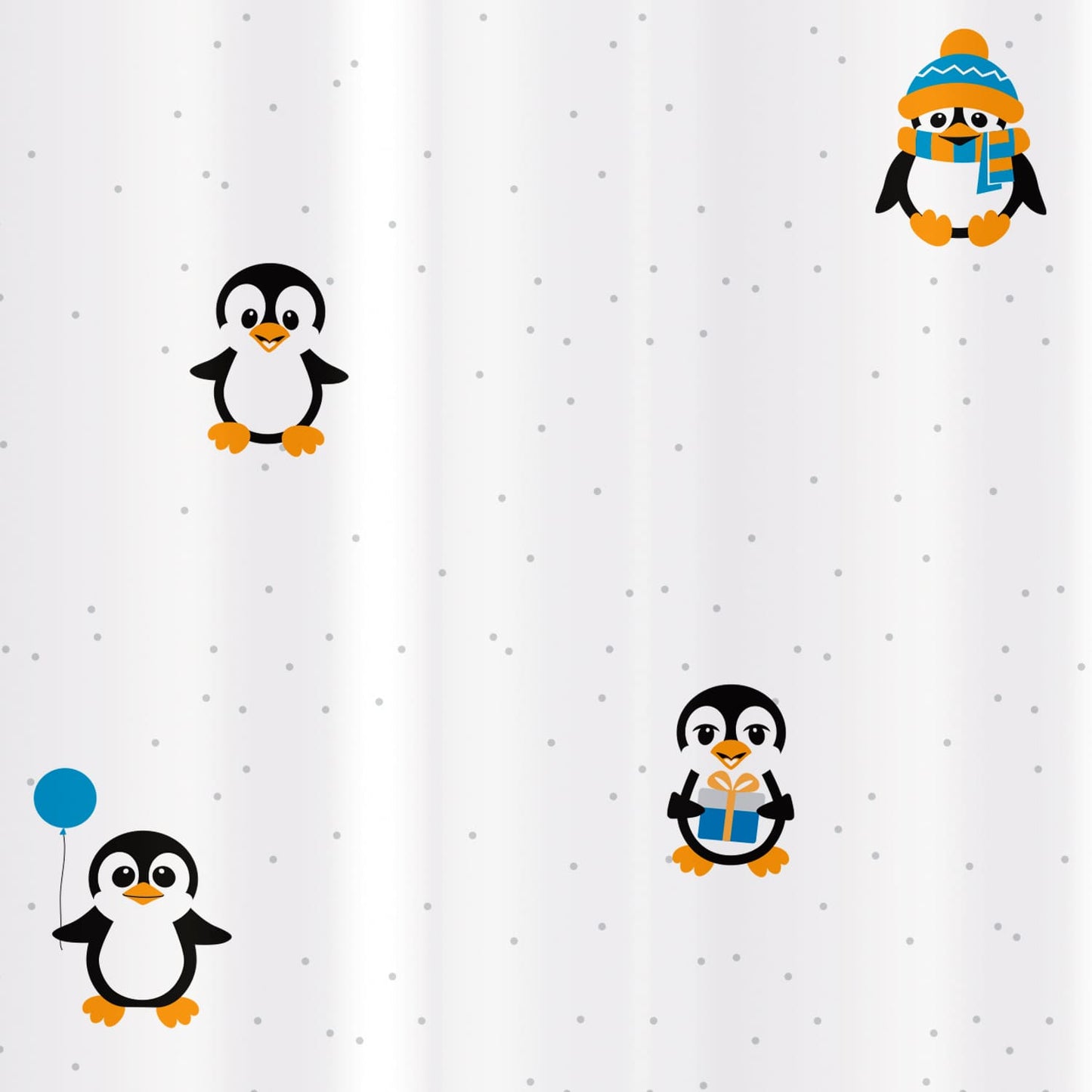 Cortina de chuveiro, com 12 argolas, poliéster têxtil, 180x180 cm, Tatkraft Funny Penguins, 3