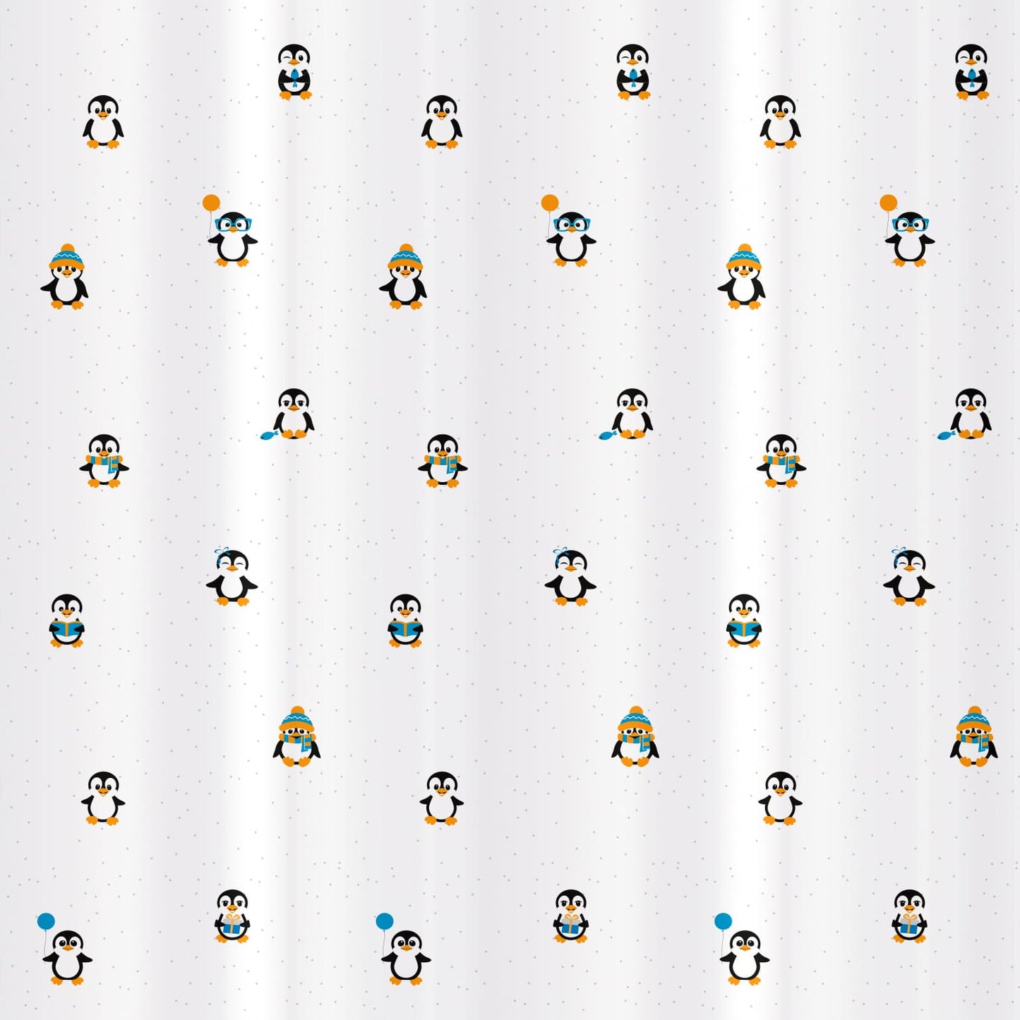 Cortina de chuveiro, com 12 argolas, poliéster têxtil, 180x180 cm, Tatkraft Funny Penguins, 4