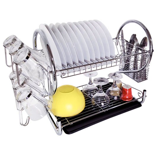 Escorredor de pratos, escorredor, tamanho grande, à prova de ferrugem em aço cromado, Tatkraft Helga, 2