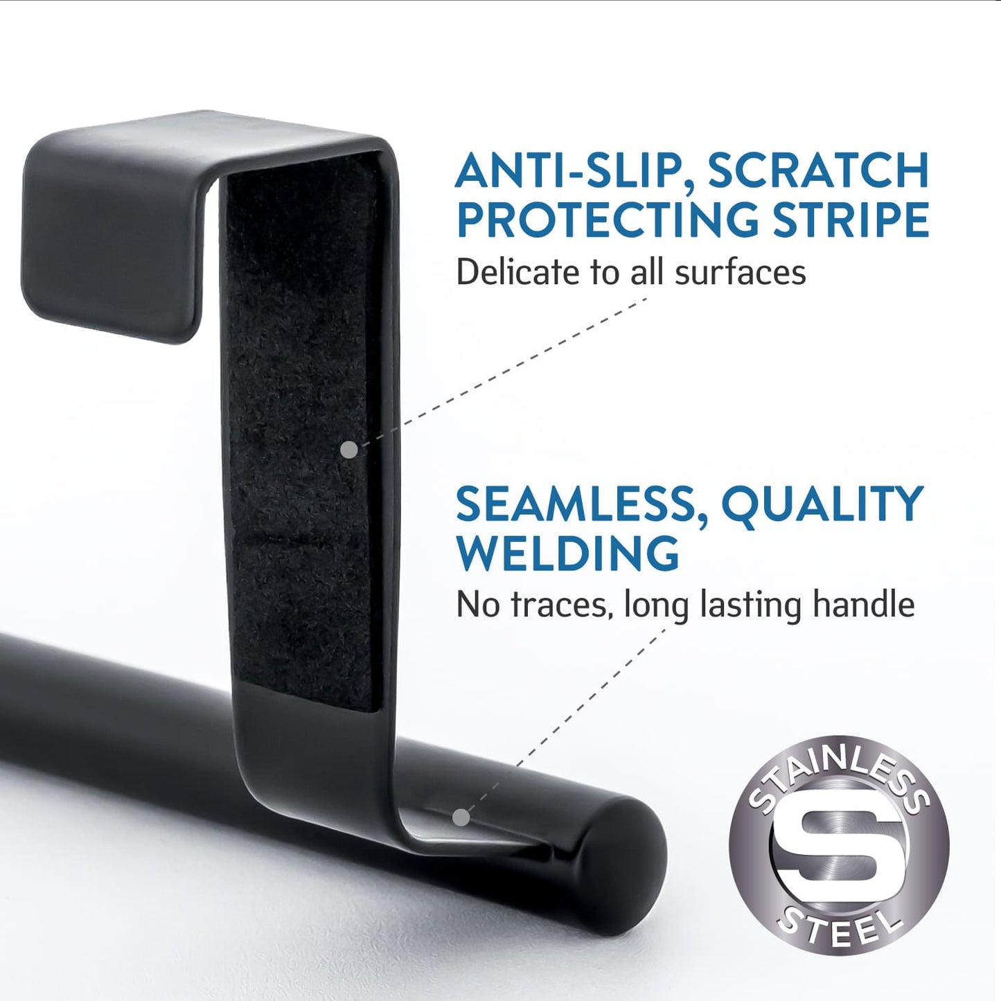 Gancho para porta, porta toalha, aço inoxidável escovado, Tatkraft Horizon Black, 6