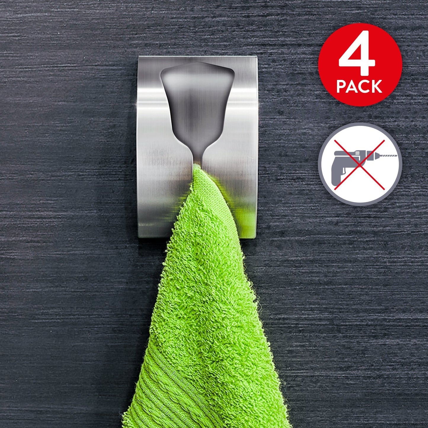 Conjunto de 4 porta-toalhas para banheiro e cozinha, porta-toalha sem furar, prendedor de toalha, Tatkraft Ida, 4