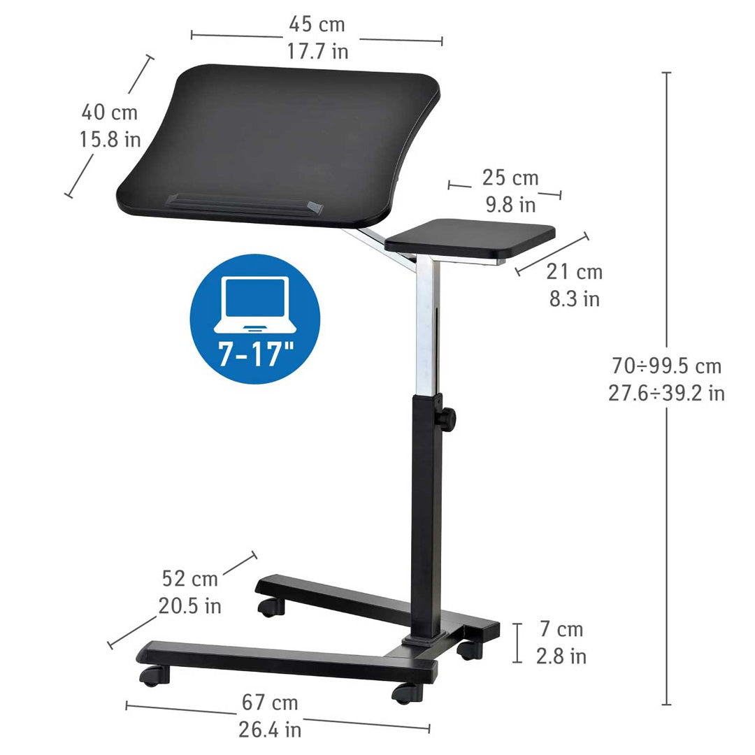 Mesa para laptop, mesa para laptop ajustável em altura, mesa para laptop, sofá para laptop, com rodas, Tatkraft Joy, 12