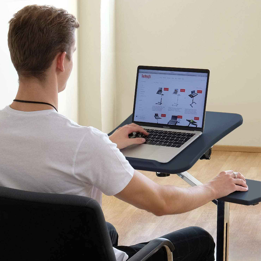 Mesa para laptop, mesa para laptop ajustável em altura, mesa para laptop, sofá para laptop, com rodas, Tatkraft Joy, 4