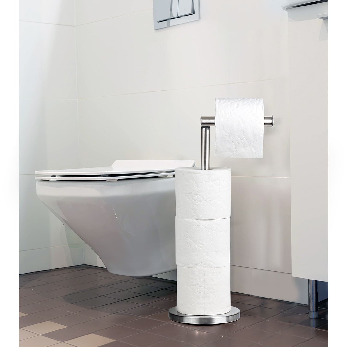 Suporte independente para papel higiênico 2 em 1, aço inoxidável à prova de ferrugem, Tatkraft Kiara, 6