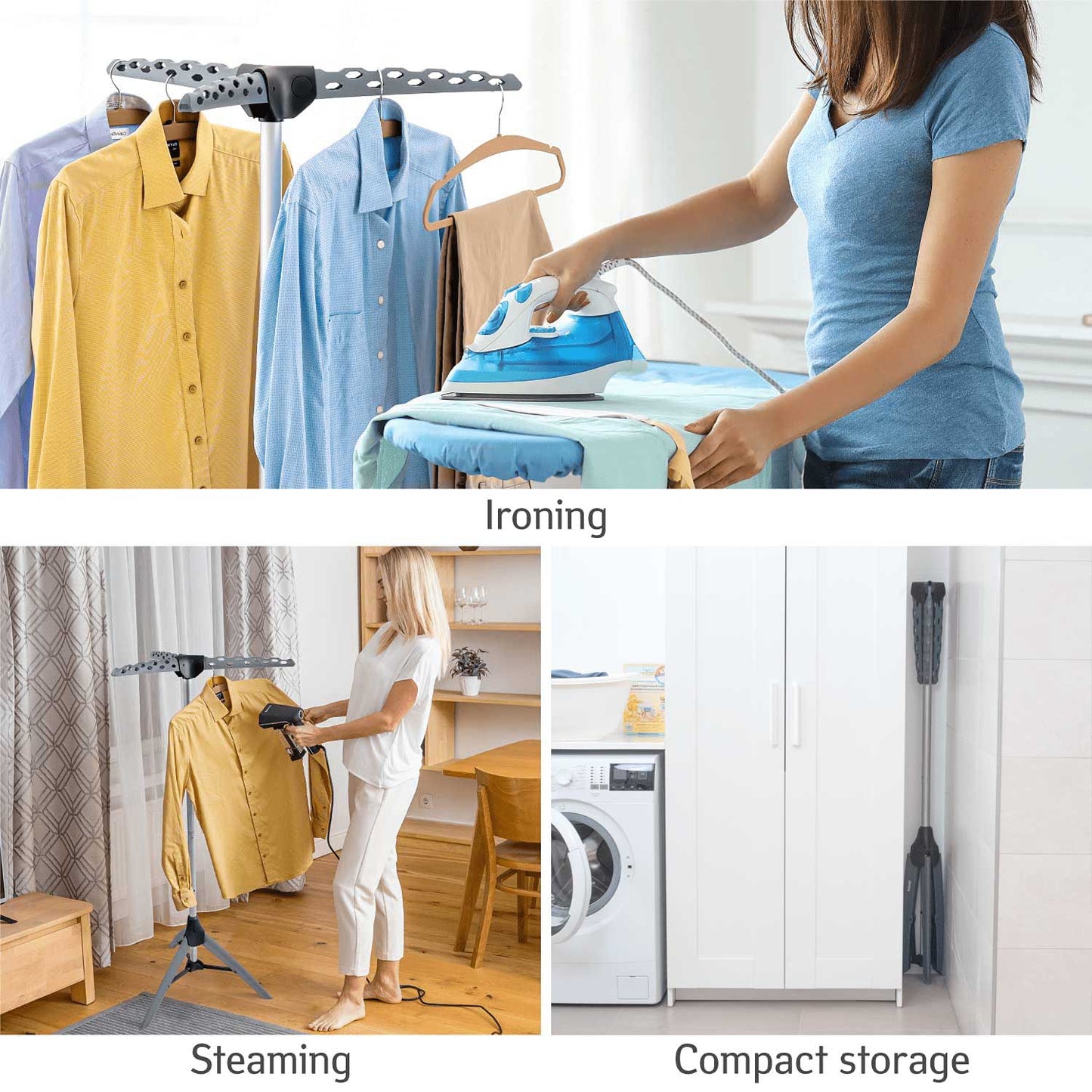 Torre de arejamento de roupas, arejador de roupas que economiza espaço para blusas e camisas, para 42 cabides, Tatkraft Pine, 6