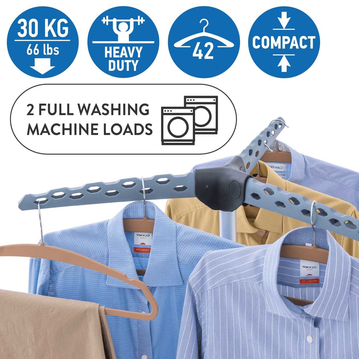 Torre de arejamento de roupas, arejador de roupas que economiza espaço para blusas e camisas, para 42 cabides, Tatkraft Pine, 4