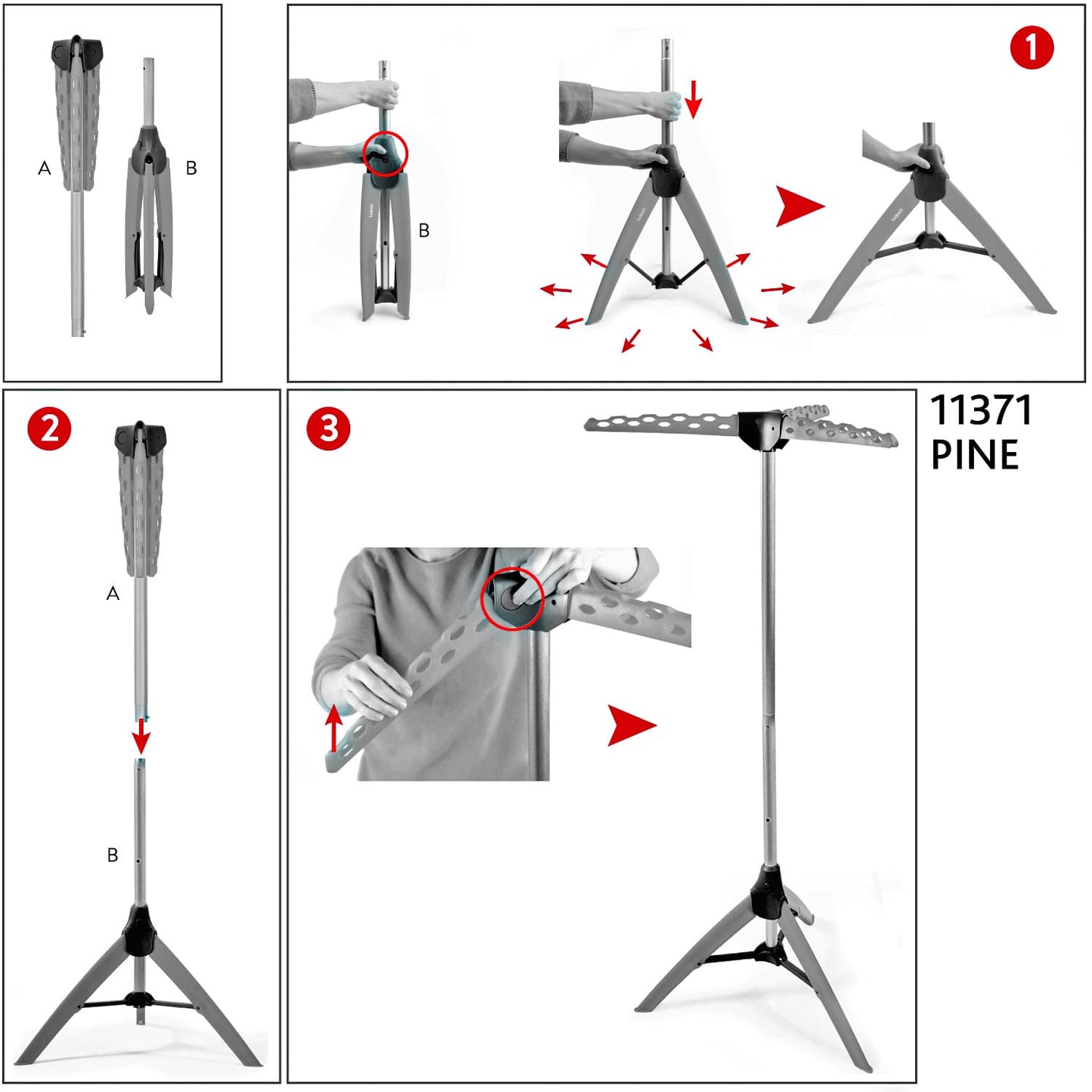 Torre de arejamento de roupas, arejador de roupas que economiza espaço para blusas e camisas, para 42 cabides, Tatkraft Pine, 9