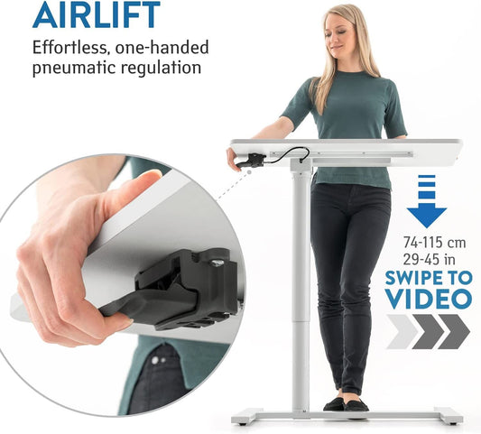 Mesa para laptop, mesa para laptop ajustável em altura, transporte aéreo, sofá para mesa para laptop, branco, Tatkraft Relax, 2