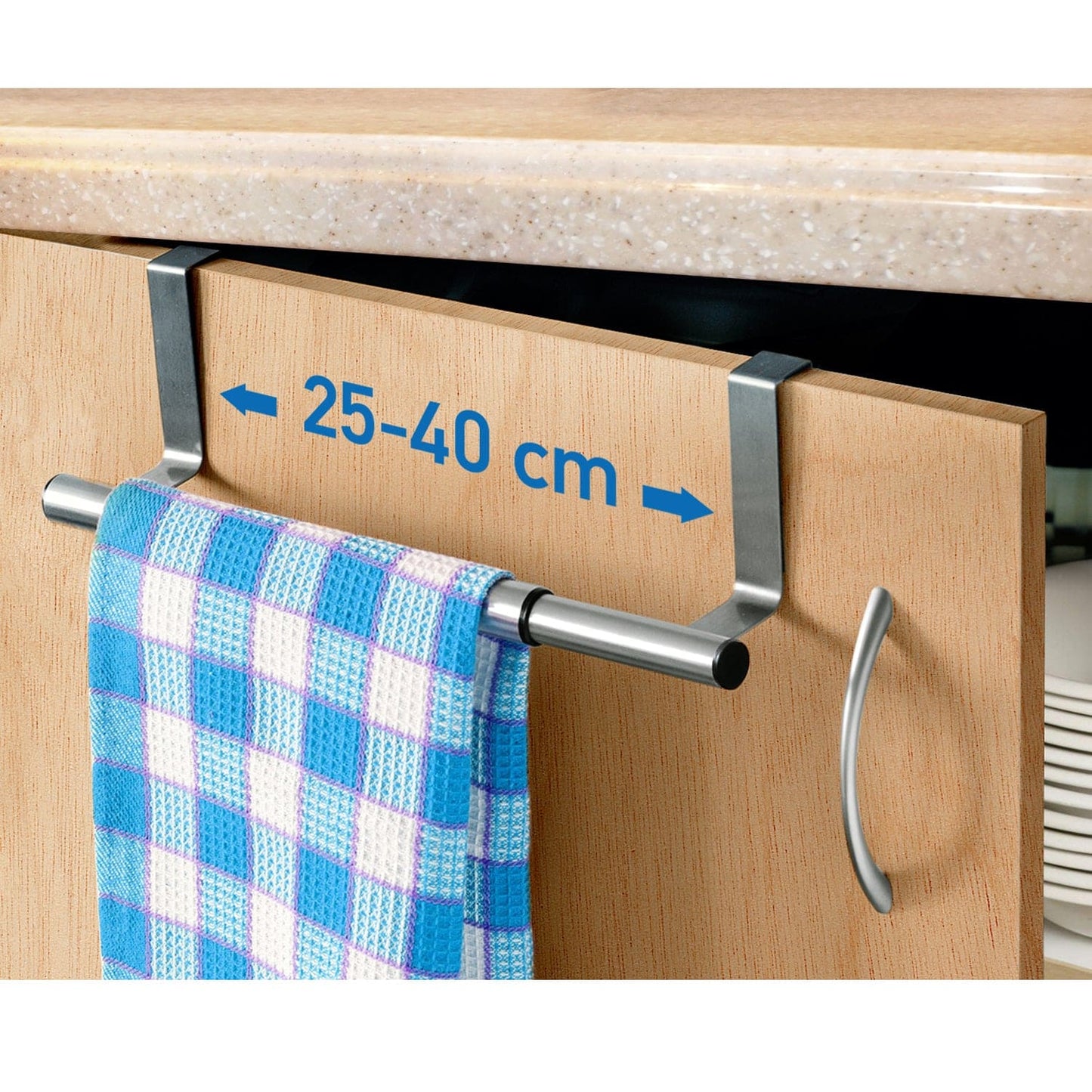 Porta toalha porta, toalheiro telescópico, aço inoxidável escovado, maciço, extensível, para pendurar, Tatkraft Spread, 2