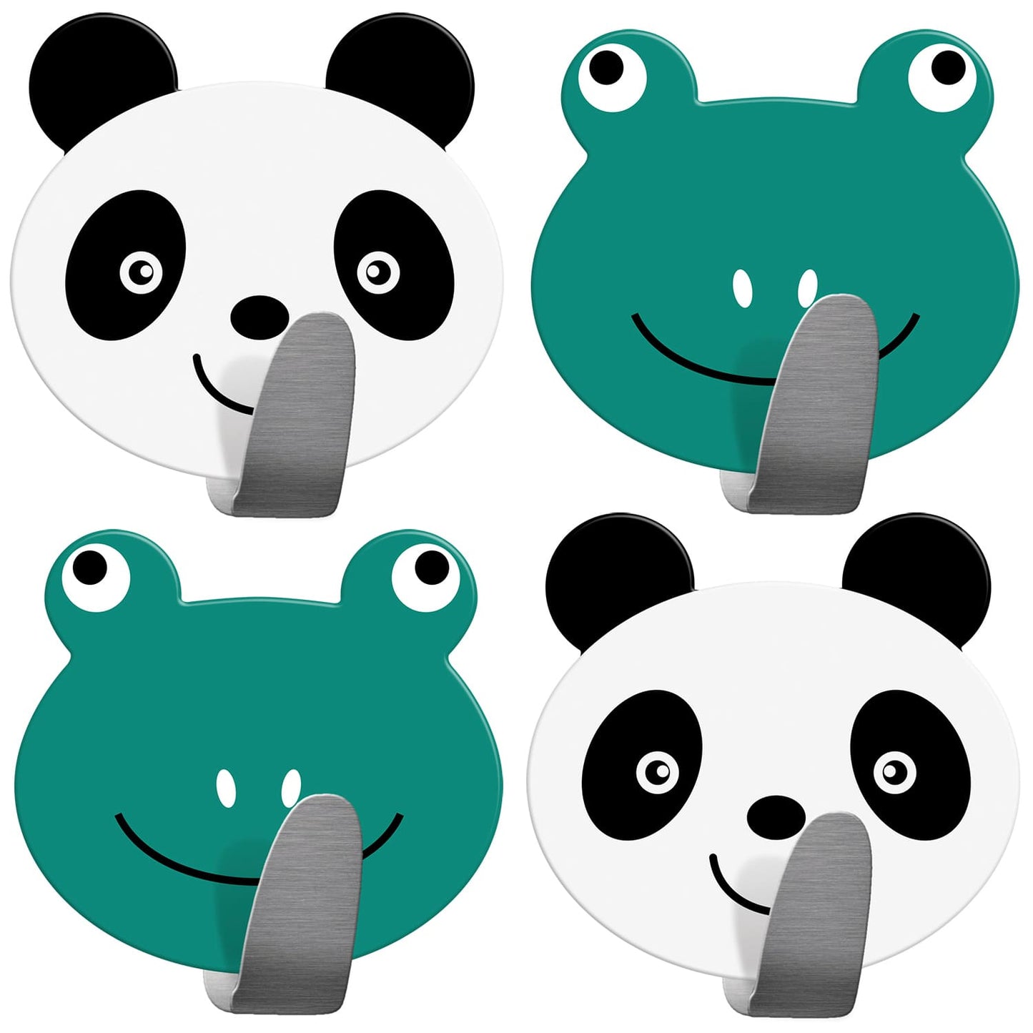 Pack de 4 ganchos adesivos para crianças, porta-toalhas em aço inoxidável, Tatkraft Team, 1