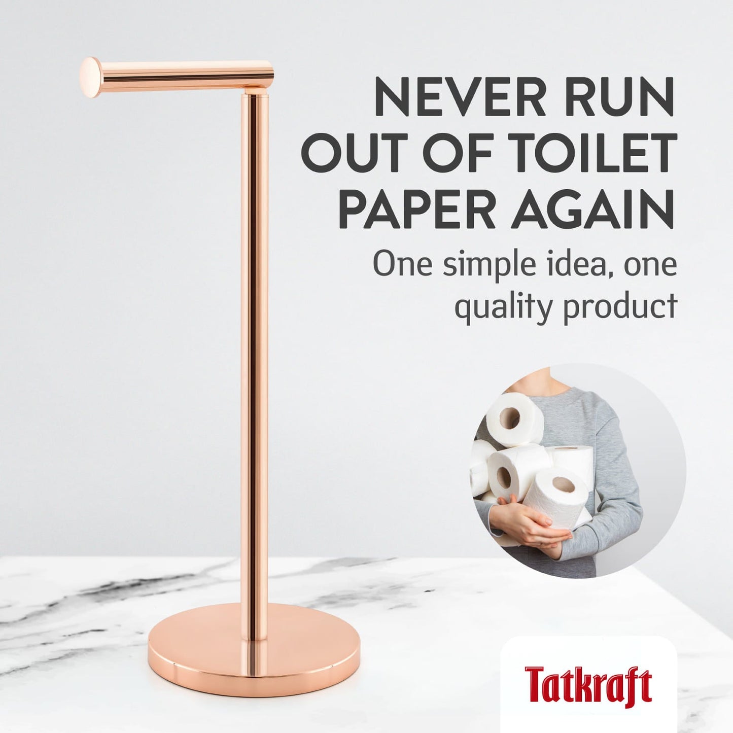 Suporte independente para papel higiênico 2 em 1, aço inoxidável à prova de ferrugem, Tatkraft Tess, 6