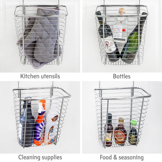 Caixote do lixo sobre a porta, cesto suspenso, capacidade 10L, fio de metal cromado, Tatkraft Top, 2