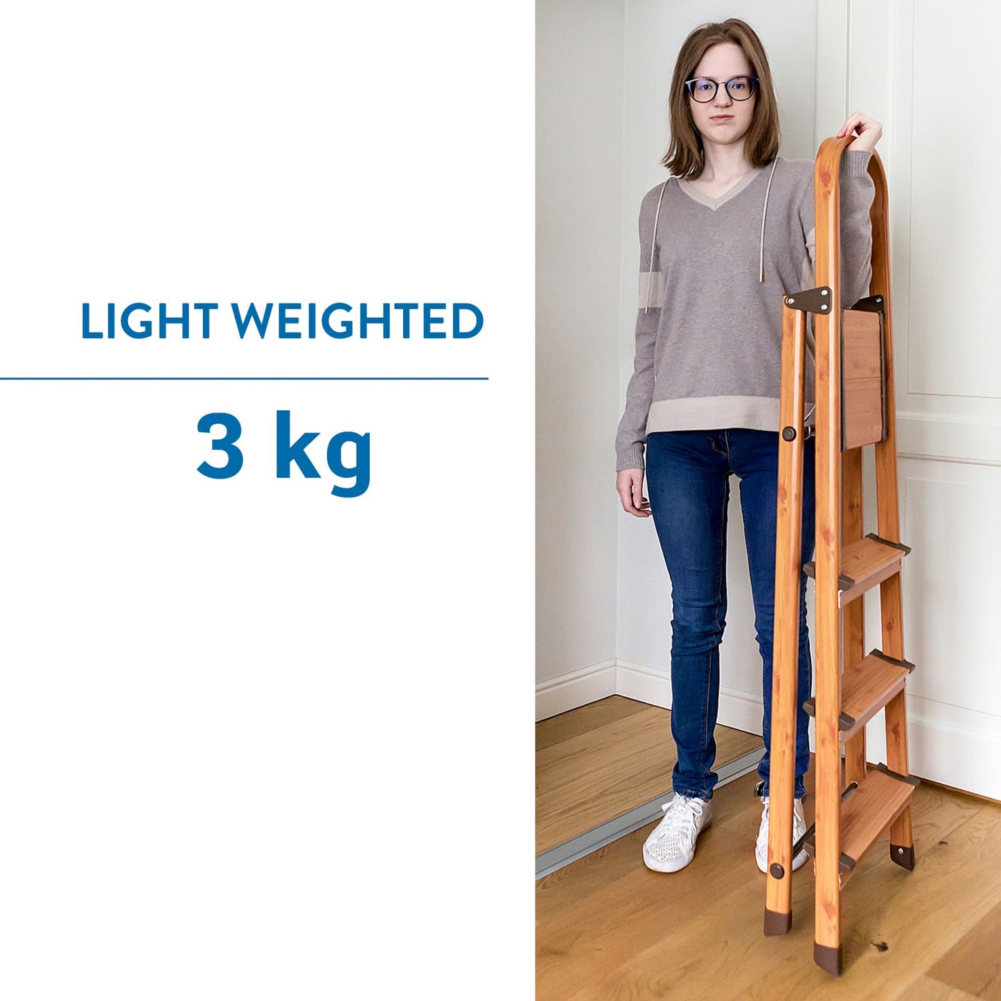Escada de degraus, escada de 4 degraus, escada estável, carregável até 150 kg, degrau dobrável, Tatkraft Upgrade 4, 5