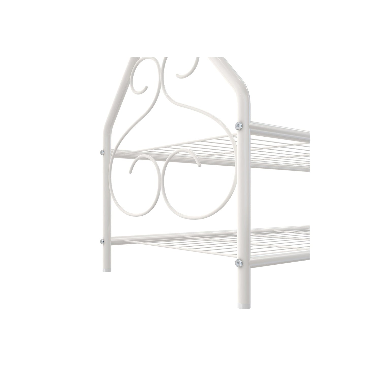 Cabideiro em estilo vintage com varão e 2 prateleiras de metal branco crème, SONGMICS, 5